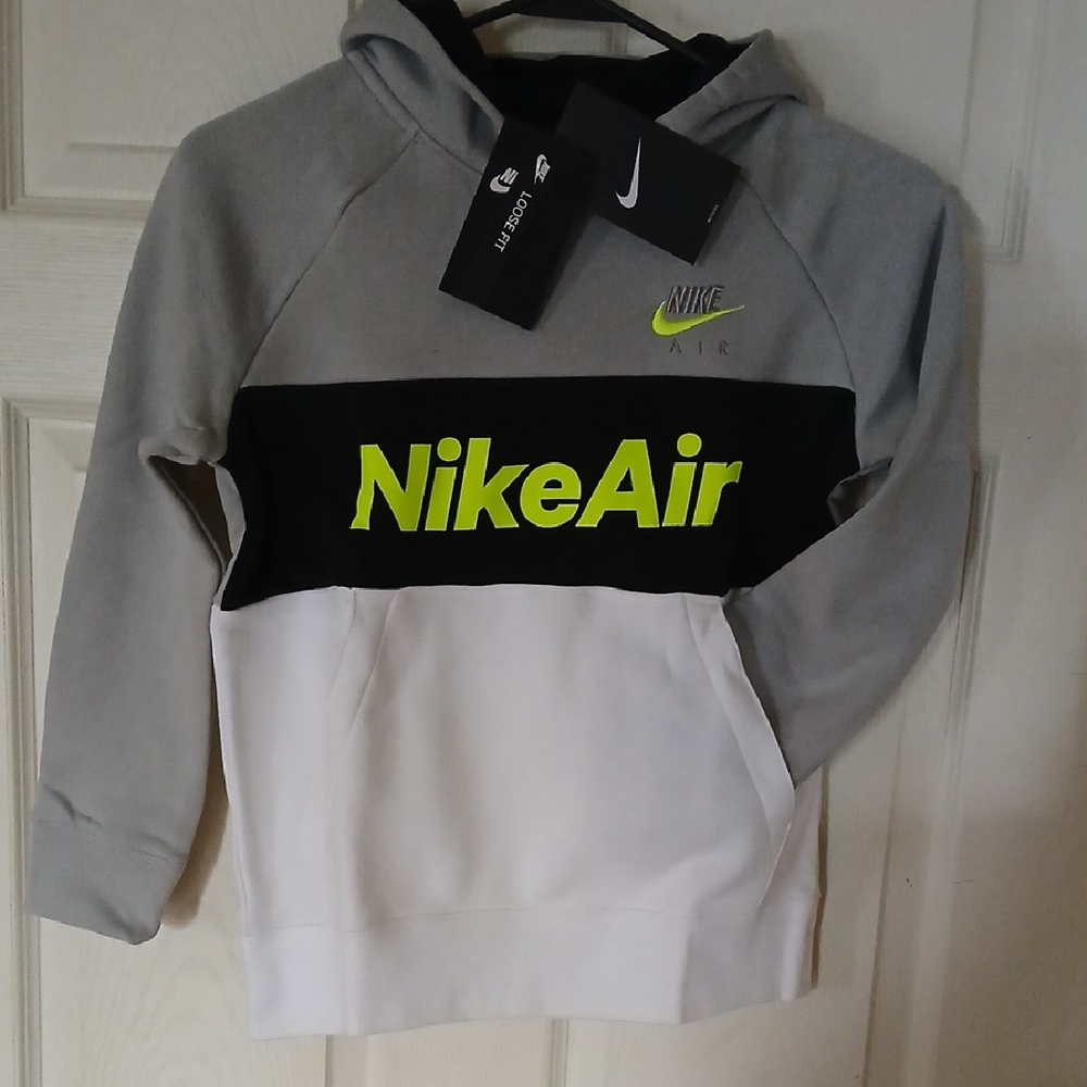 Nike Kids Gray, Black, and White Hoodie